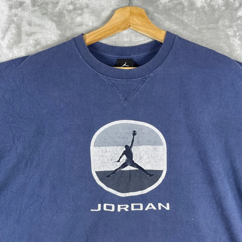 Vintage Jordan T Shirt Men XL Blue Jumpman Graphic Short Sleeve Nike 90s Y2K